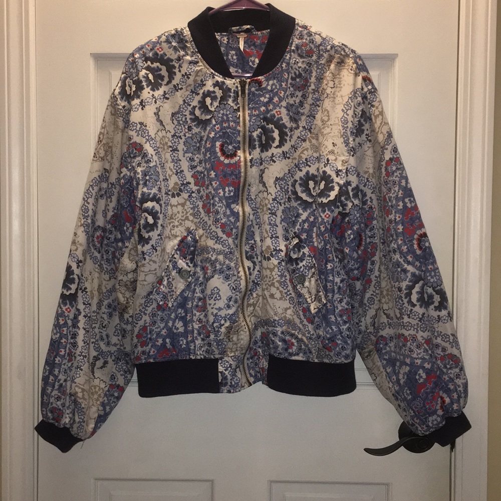 Free People Printed Quilted Bomber Jacket